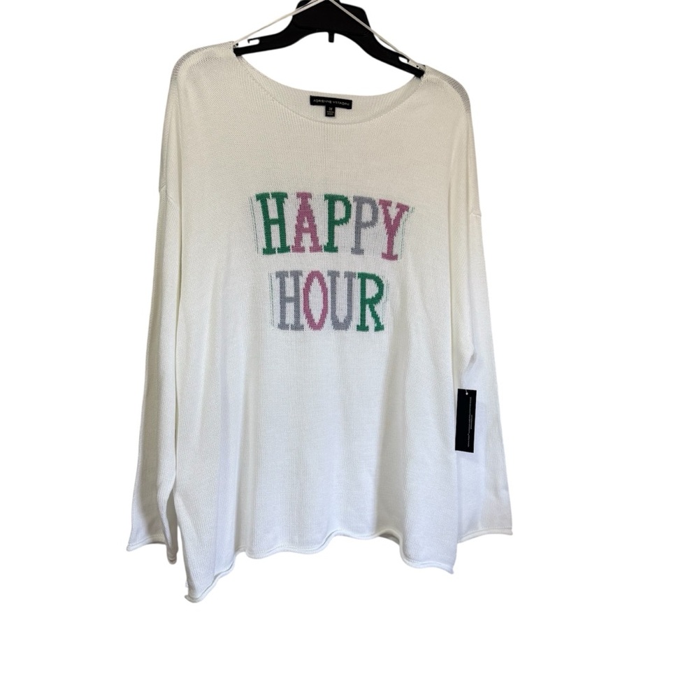NEW Adrienne Vittadini White Summery Happy Hour Women's Sweater Size 2X